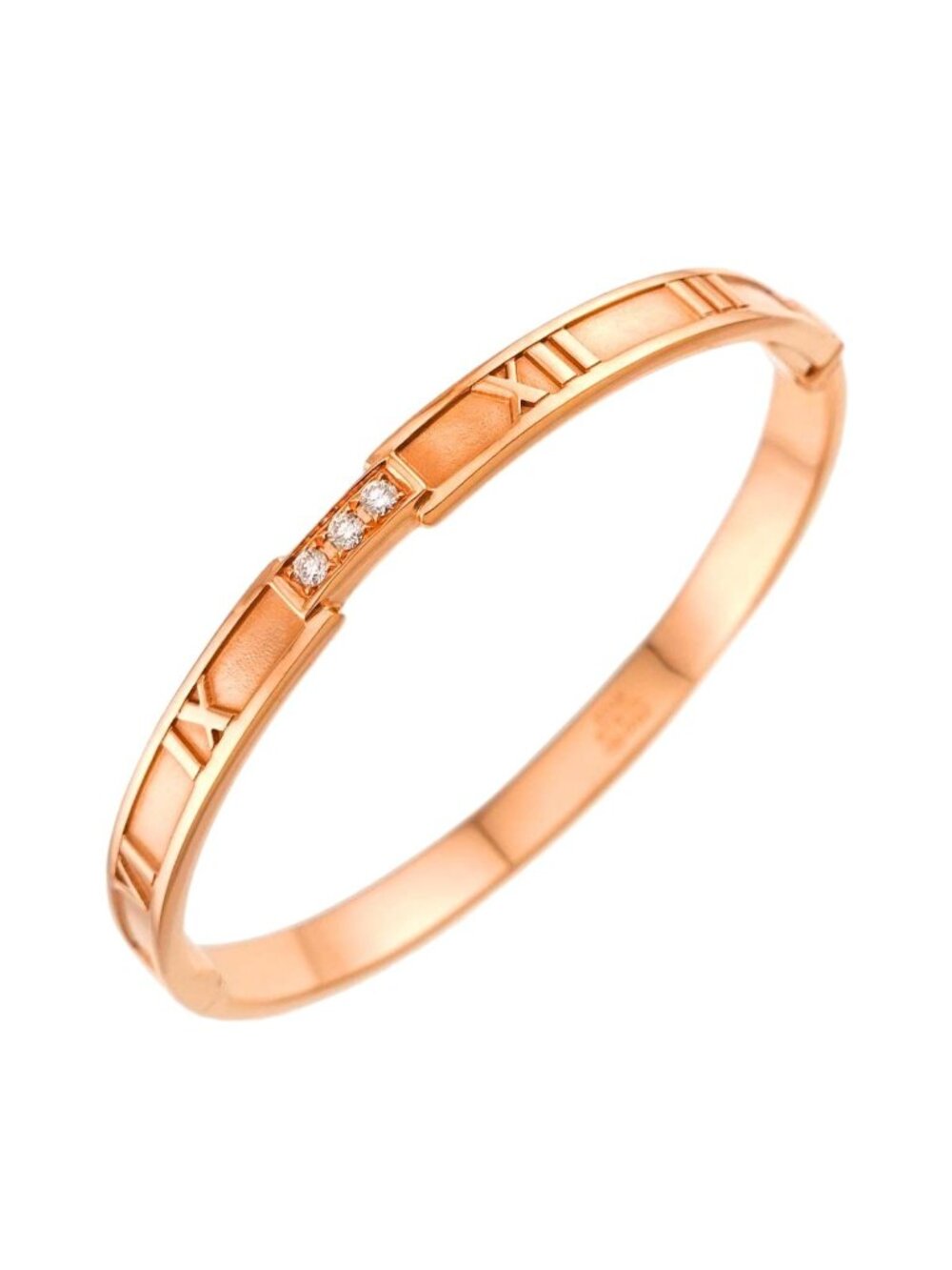 Tiffany & Co Atlas Diamond Bracelet 16.5 18k Pink Gold 750 Bangle